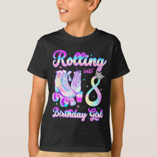 Kids Rolling Into 8 Roller Skating 8th Birthday Gi T-Shirt