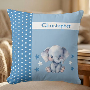 Kid's room add name cute elephant blue cushion