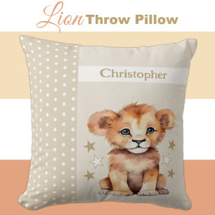 Kid's room add name cute lion brown cushion