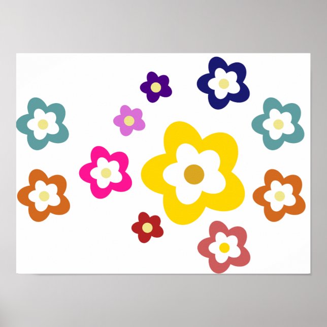Kid's Room Decor- Colourful Flowers Poster (Front)