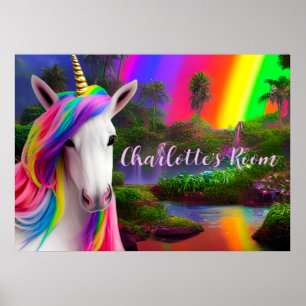 Kids Room Quote Script Poster Unicorn Wall Art