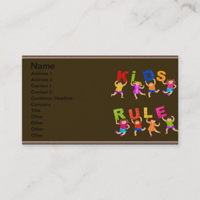 Kids Rule Business Card (Front)