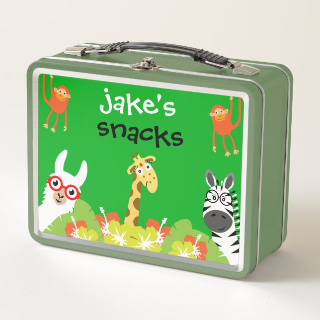 Kids Safari Preschool Food Metal Lunch Box (Front)