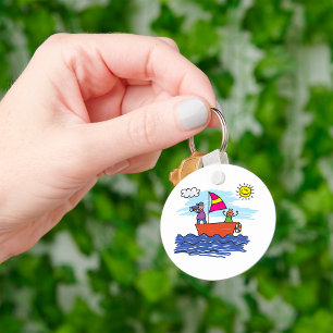 Kids Sailing Adventure Doodle Boat Key Ring