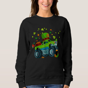 Kids Saint Patricks Day Funny Monster Truck For Bo Sweatshirt