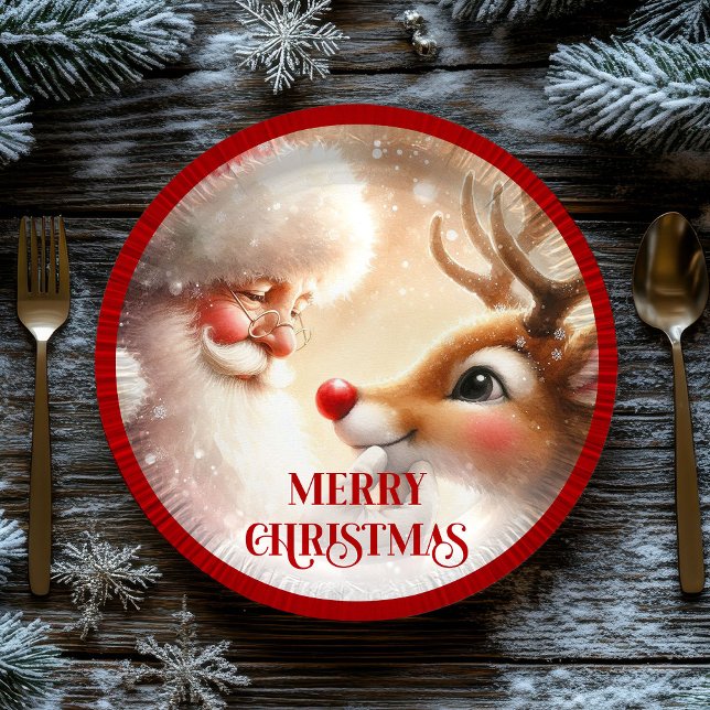 Kids Santa and Red Nose Rudolph Christmas Plates (Kids Santa and Red Nose Rudolph Christmas Plates)