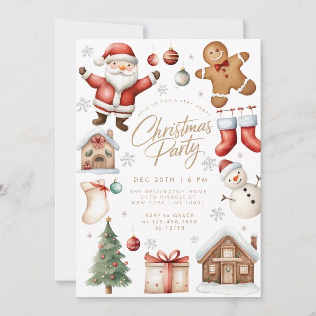 Kids Santa Claus Cute Christmas Party Invitation (Front)