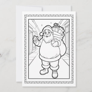 Kids Santa Coloring Christmas Flat Note Card