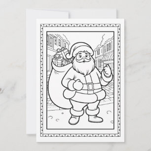Kids Santa Colouring Christmas Flat Note Card