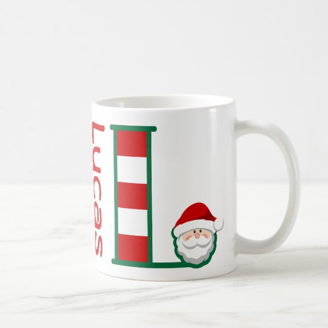 Kids Santa Mug Personalised Christmas Mug Letter L (Right)