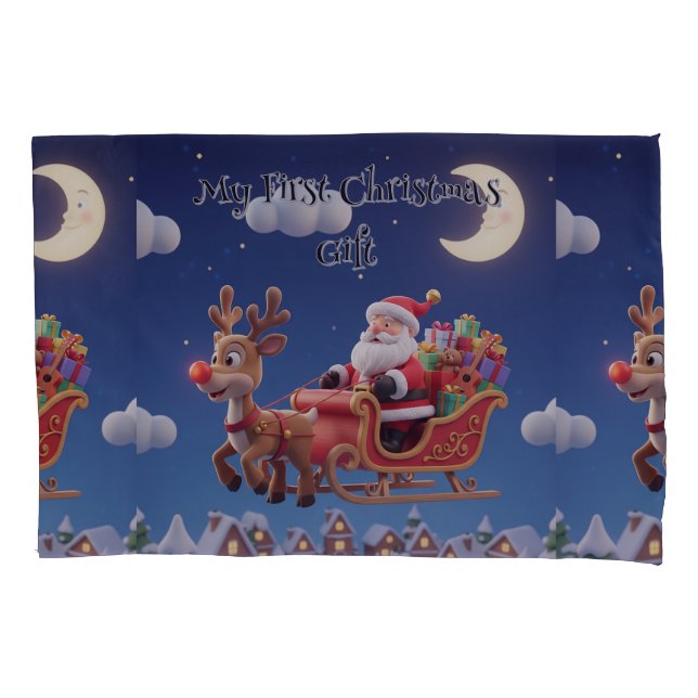 Kids' Santa Rudolph Standard Pillowcase (Front)