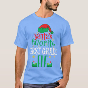 Kids Santas Favourite First Grade Elf Christmas Fi T-Shirt