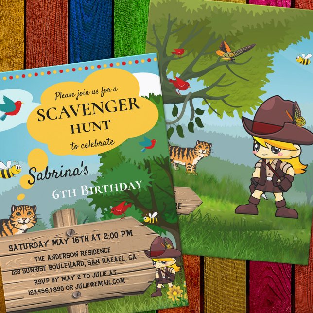Kids Scavenger Hunt Birthday Party Invitation (Creator Uploaded)
