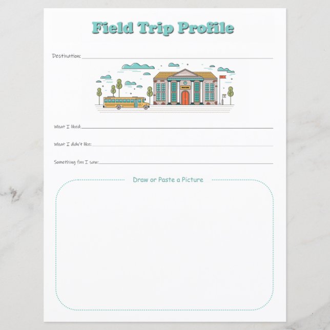 Kids School Field Trip Profile Download Print (Front)