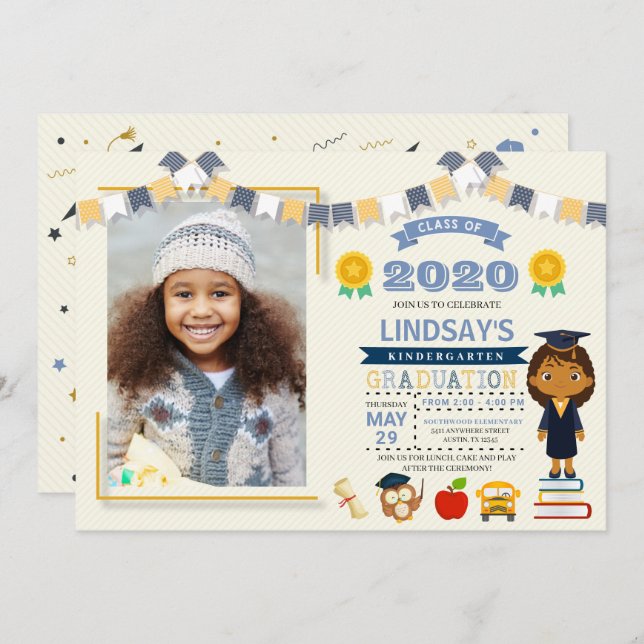 Kids School Graduation Photo Invitation (Front/Back)