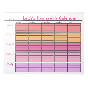 Kids School To Do List Colourful Calendar Custom Notepad
