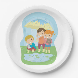 Kids Science Nature Study in Rain Paper Plate