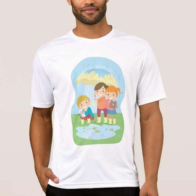 Kids Science Nature Study in Rain T-Shirt (Front)