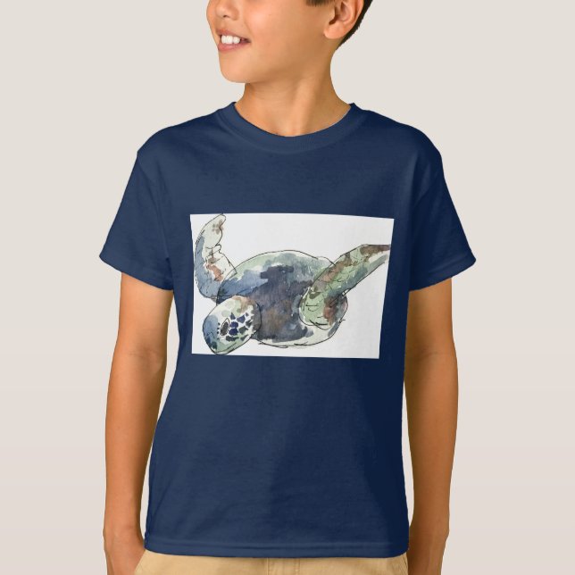 Kids sea turtle ocean beach tee (Front)