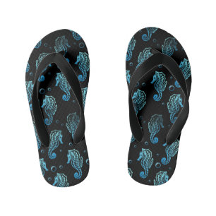 Kids Seahorse Print Flip Flops