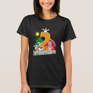 Kids Second 2nd Birthday Farm Animal Cow Pig Chic T-Shirt