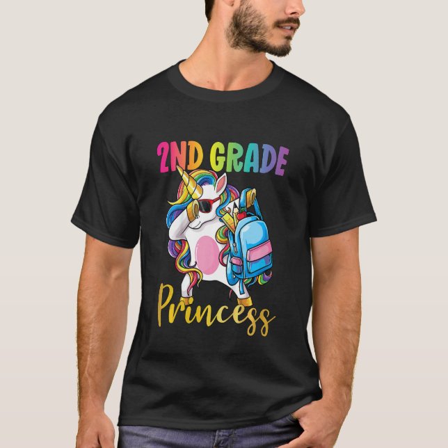 Kids Second Grade Princess Dabbing Unicorn Girls B T-Shirt (Front)