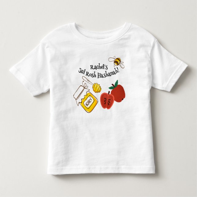 Kids Shana Tova My (any number) Rosh Hashanah Name Toddler T-Shirt (Front)