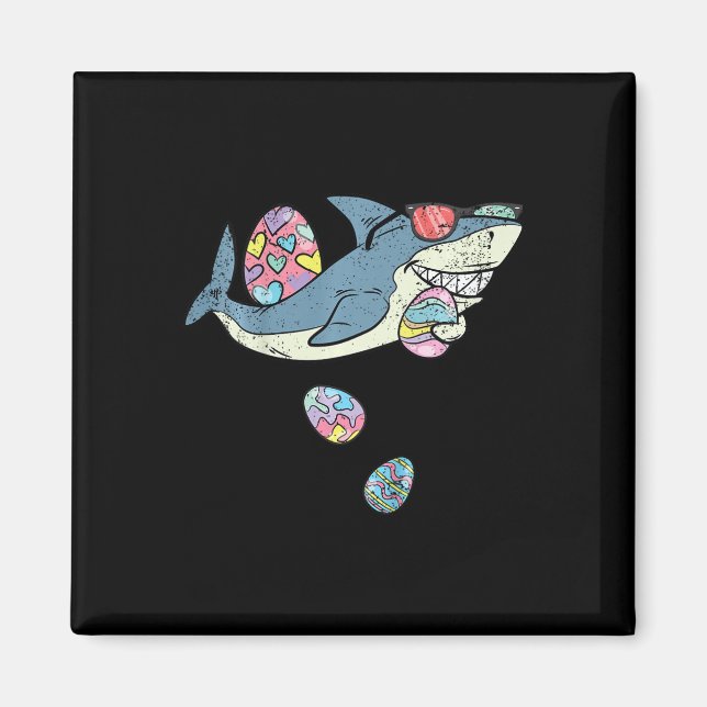 Kids Shark Egg Hunting Easter Funny Spring Toddler Magnet (Front)