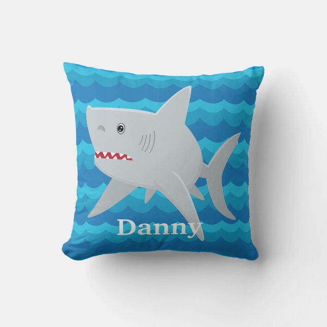 KIDS SHARK LOVER Waves Custom Pillow For Boat Gift (Front)