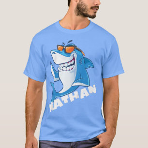Kids Shark Name Nathan Gift Boys  T-Shirt
