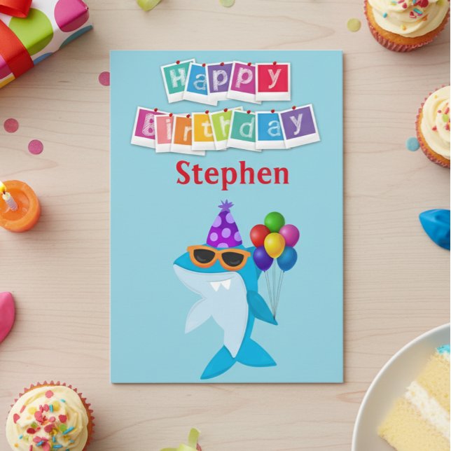 Kids Shark Personalised Custom Birthday Card (Creator Uploaded)