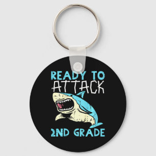 Kids Shark Ready To Attack 2nd Grade Second First  Key Ring