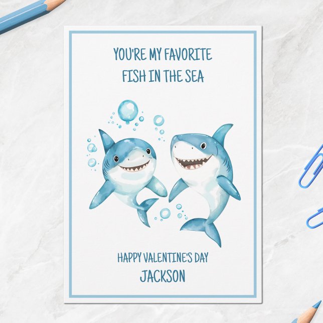 Kids Shark School Classroom Happy Valentine's Day Holiday Card (Kids Shark School Classroom Happy Valentine's Day Holiday Card)