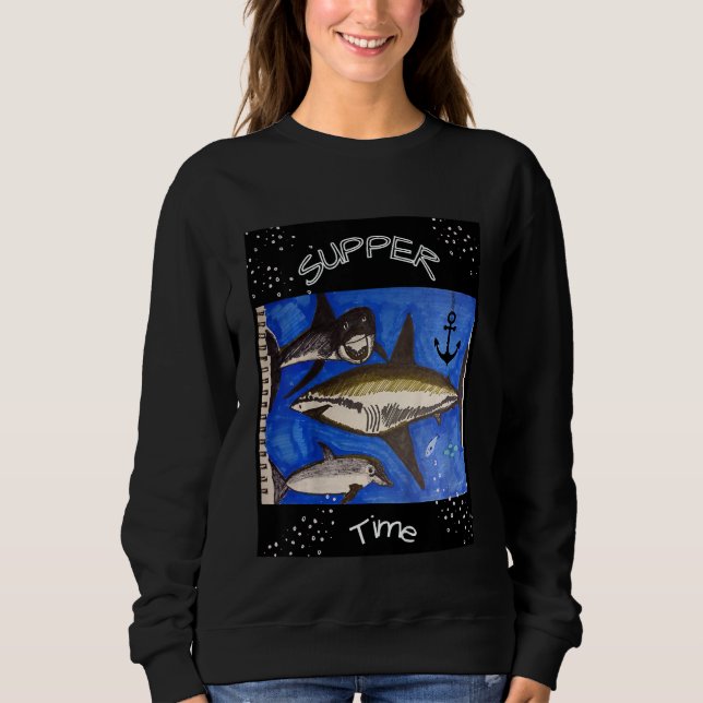 Kids Shark Supper Time Youth Cool Sweatshirt (Front)