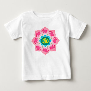 Kids Shirt Pink elephants Namaste Lotus Flower