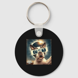 Kids Shirt Selfie Boston Terrier Womens Mens Key Ring