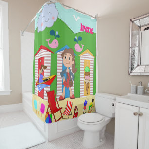 Kids Shower Curtain Beach Ice Cream
