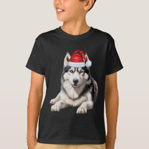 Kids Siberian Husky Dog Lover Funny Christmas T-Shirt