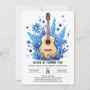 Kids' Simple Guitar Boy Birthday Invitation