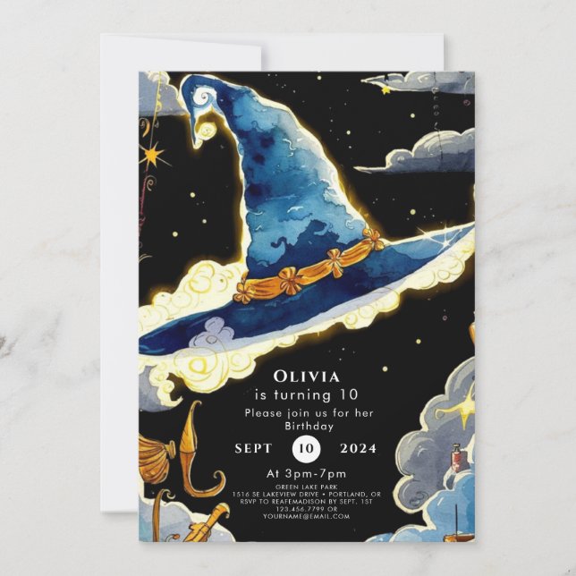 Kids' Simple Magic Wizard Birthday Invitation (Front)