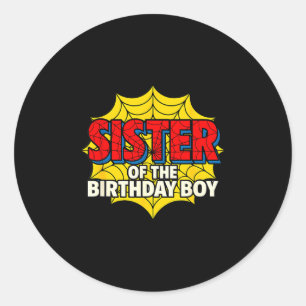 Kids Sister Of The Birthday Boy Sder Theme Party M Classic Round Sticker