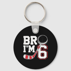 Kids Six Years Old Tee 6th Birthday Hockey Player Key Ring