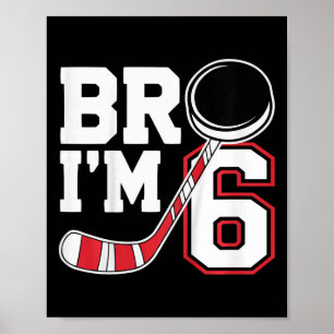 Kids Six Years Old Tee 6th Birthday Hockey Player Poster