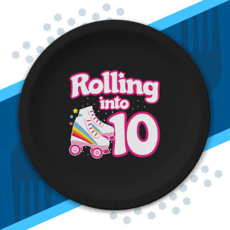 Kids Skate Party - 10th Birthday - Roller Skating Paper Plate