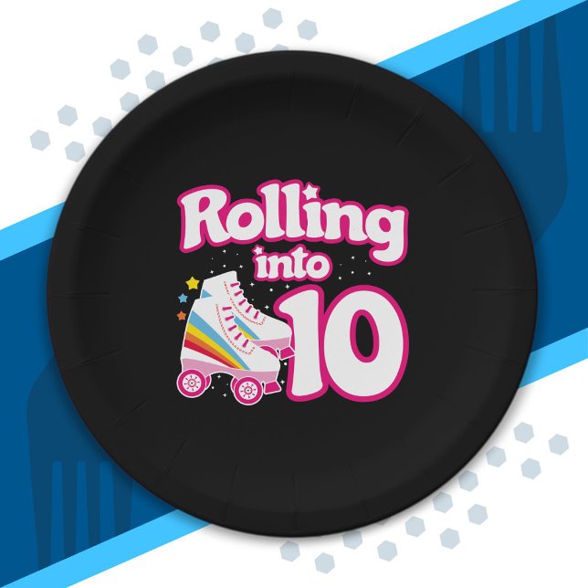Kids Skate Party - 10th Birthday - Roller Skating Paper Plate (Creator Uploaded)