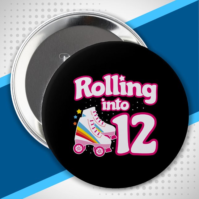 Kids Skate Party - 12th Birthday - Roller Skating 10 Cm Round Badge (Creator Uploaded)