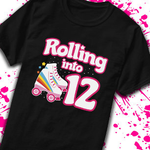Kids Skate Party - 12th Birthday - Roller Skating T-Shirt