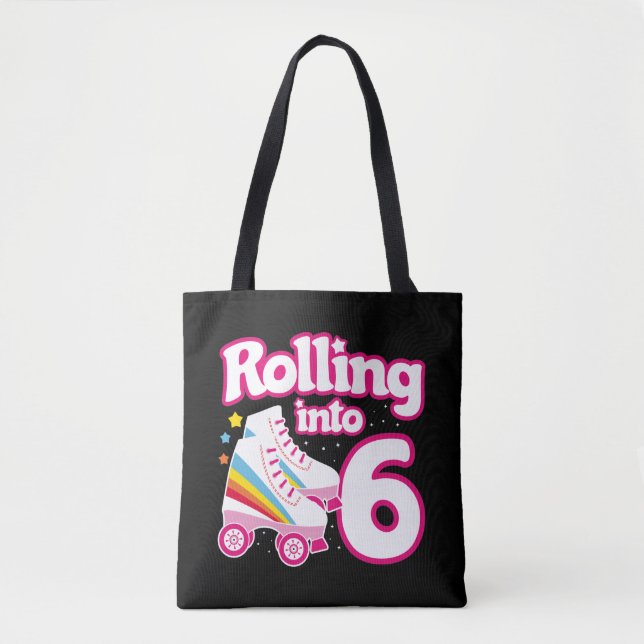 Kids Skate Party - 6th Birthday - Roller Skating Tote Bag (Front)