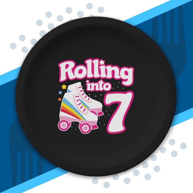 Kids Skate Party - 7th Birthday - Roller Skating Paper Plate (Creator Uploaded)