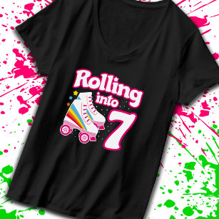 Kids Skate Party - 7th Birthday - Roller Skating T-Shirt